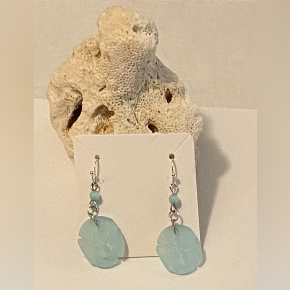 NEW cultured Pearl & seaglass earrings